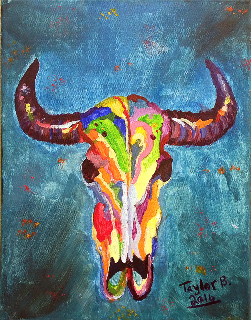 First place - Middle School: Taylor Burgee, "Rainbow Skull"