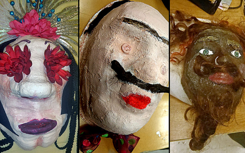 Three of the finished masks.