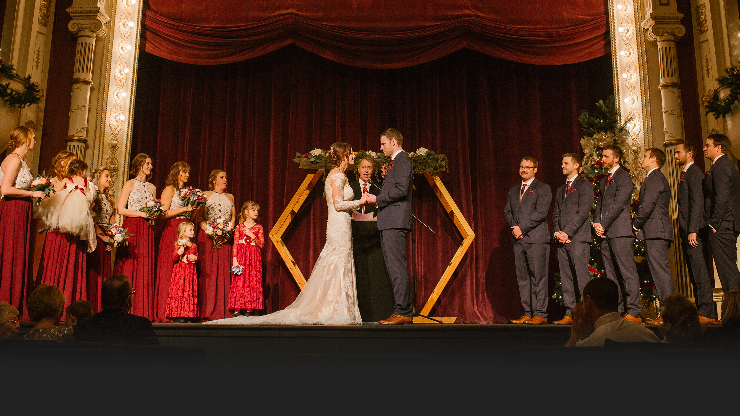 wedding on stage at Matthews Opera House