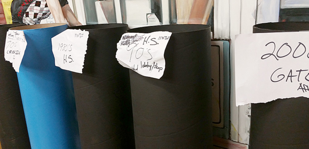 Each pillar is assigned a class and decade before being embellished.