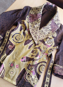 Jayne Rose's hand-painted coat. CLICK to get larger view.