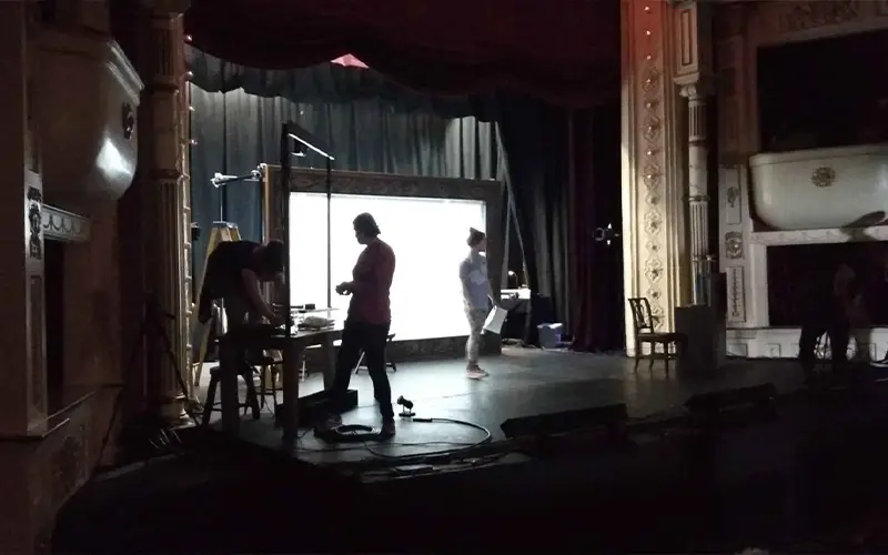 technical workers on stage
